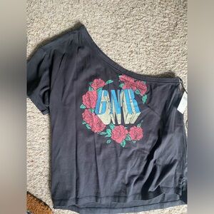 Pilcro Anthropologie one shoulder Guns N’ Roses tee